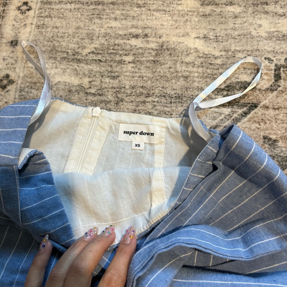 superdown tasha wrap skirt blue white stripe size XS - Picture 4 of 6